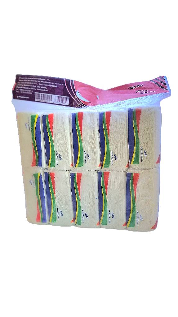 دستمال کاغذی اقتصادی 100 ورق دولایه ناین (بسته 10 عددی) اندازه کوچک 16*18.5